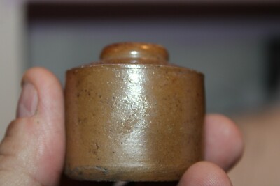 Antique, 1 3/4'',, Salt Glazed, Penny Ink, Hand Formed, Ink Bottle, Item# A-4529