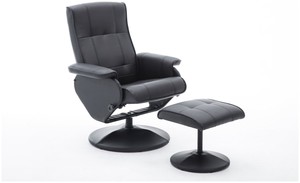 Argos Home Rowan Faux Leather Swivel Chair & Footstool Black | eBay
