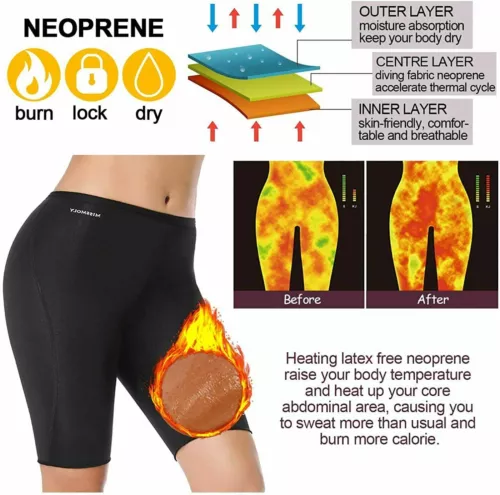 Women Fat Burning Sweat Sauna Pants Shorts Body Shaper Waist Trainer Weight Loss - Picture 4 of 22