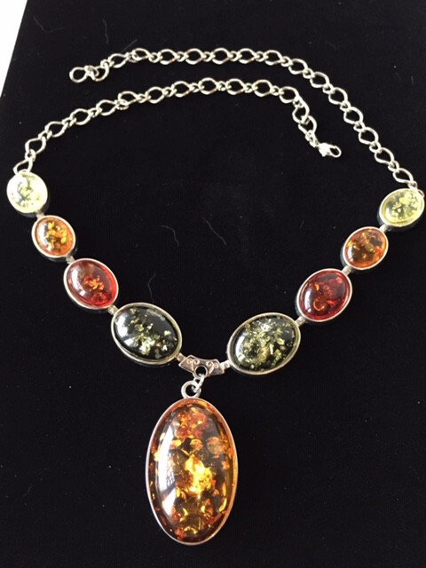 Beautiful Statement Silver Tone MultiColor Amber … - image 3