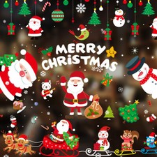 Merry Christmas Window Stickers Tree Santa Claus Shop Wall Removable Decor USA
