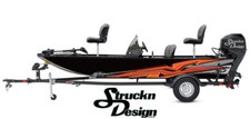 Orange Angled Torn Abstract Lines Design Wrap Fishing Bass Boat Vinyl Decal USA