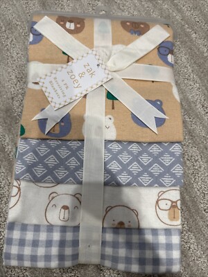 Zack & Zoey Baby  Infant  Receiving Blankets  24''x26'' Flannel Set Of 4