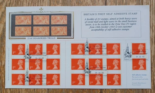 1993 GB Britain's First Self Adhesive Stamp 1st Class Pane Benham D209A Card