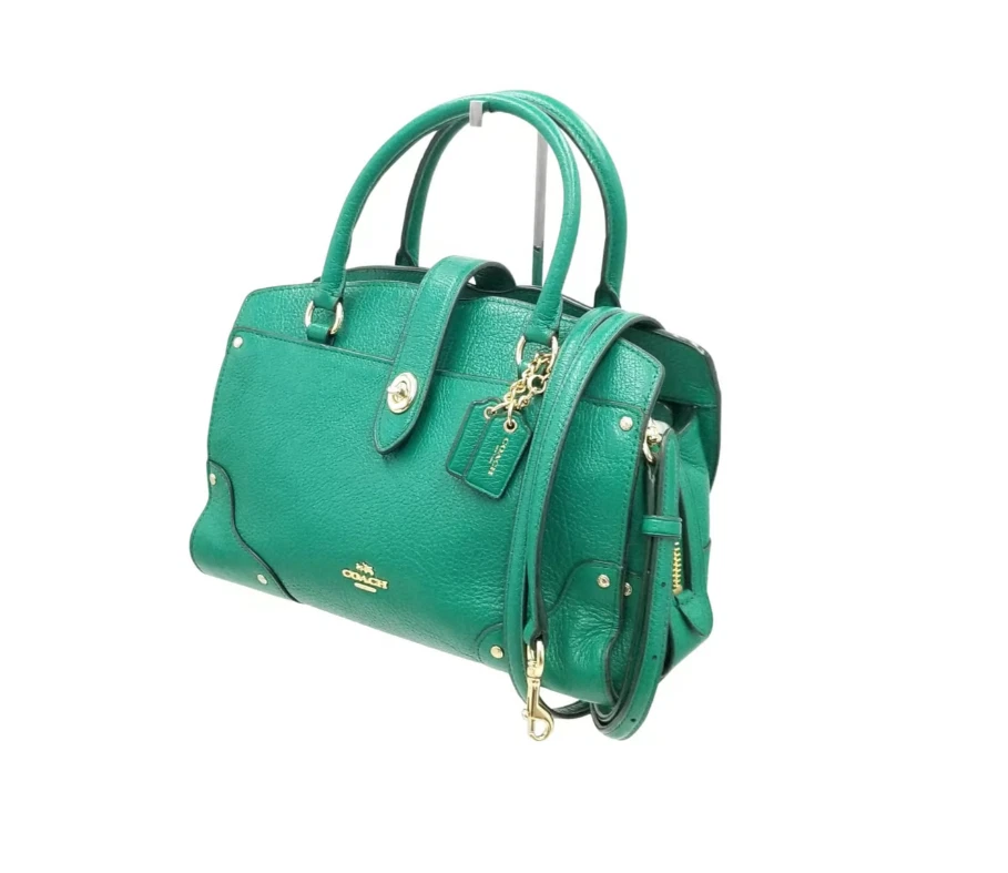 Coach Small Mercer Emerald Green Triple Compartment Crossbody W/Turnlock Detail