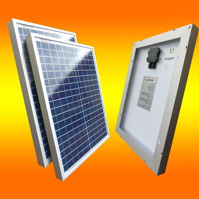 2 Solarmodule 12V 20Watt (0% MwSt.*) Polykristallin 20W Solarpanel Solarzelle