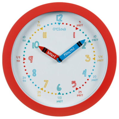 Zeit sagen lernen Uhr für Kinderzimmer, Kinderzimmer, Spielzimmer - rot