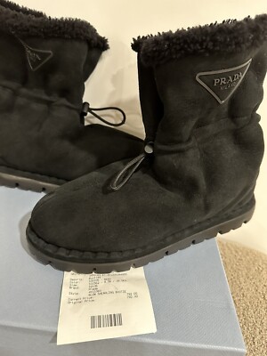 New Authentic PRADA Shearling Boots size 38.5 retail $1450 | eBay