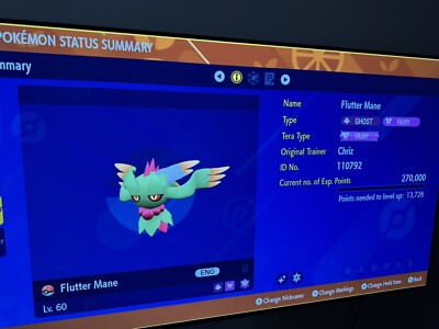 Shiny Flattermähne Pokémon Scharlachrot und Violett Perfekt IV