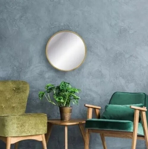 Project 62™ ~ 18" Round ~ Decorative Wall Mirror ~ Metal ~ Brass Color Frame - Picture 6 of 9