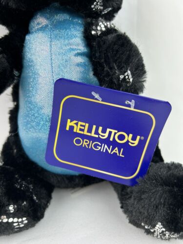 "Lentejuelas de peluche Kellytoy Dragon azul negro plata estrella 10"" B24" - Imagen 2 de 7