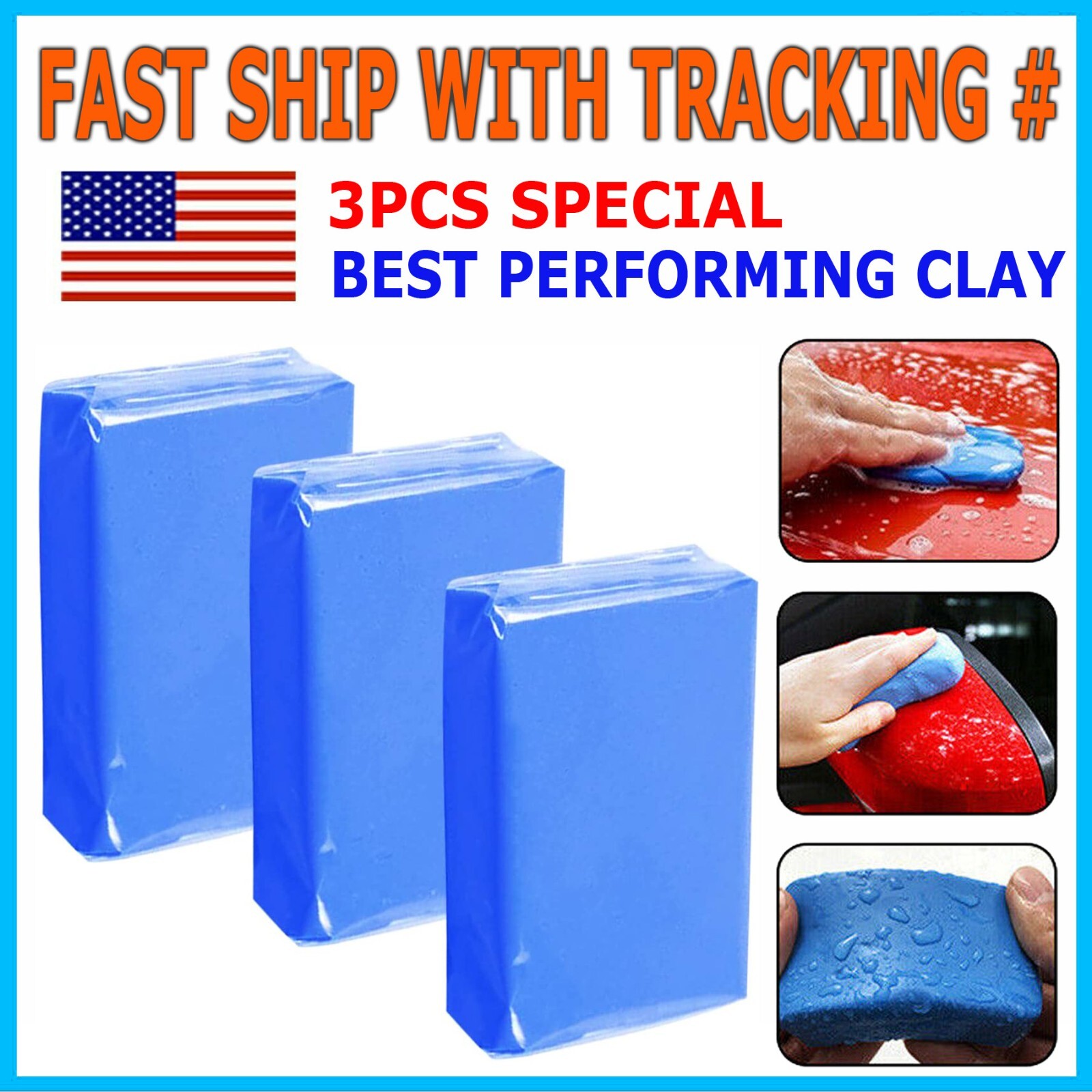 3-Pack Clay Bar Detailing Auto Car Clean Wash Cleaner Sludge Mud Remove Magic