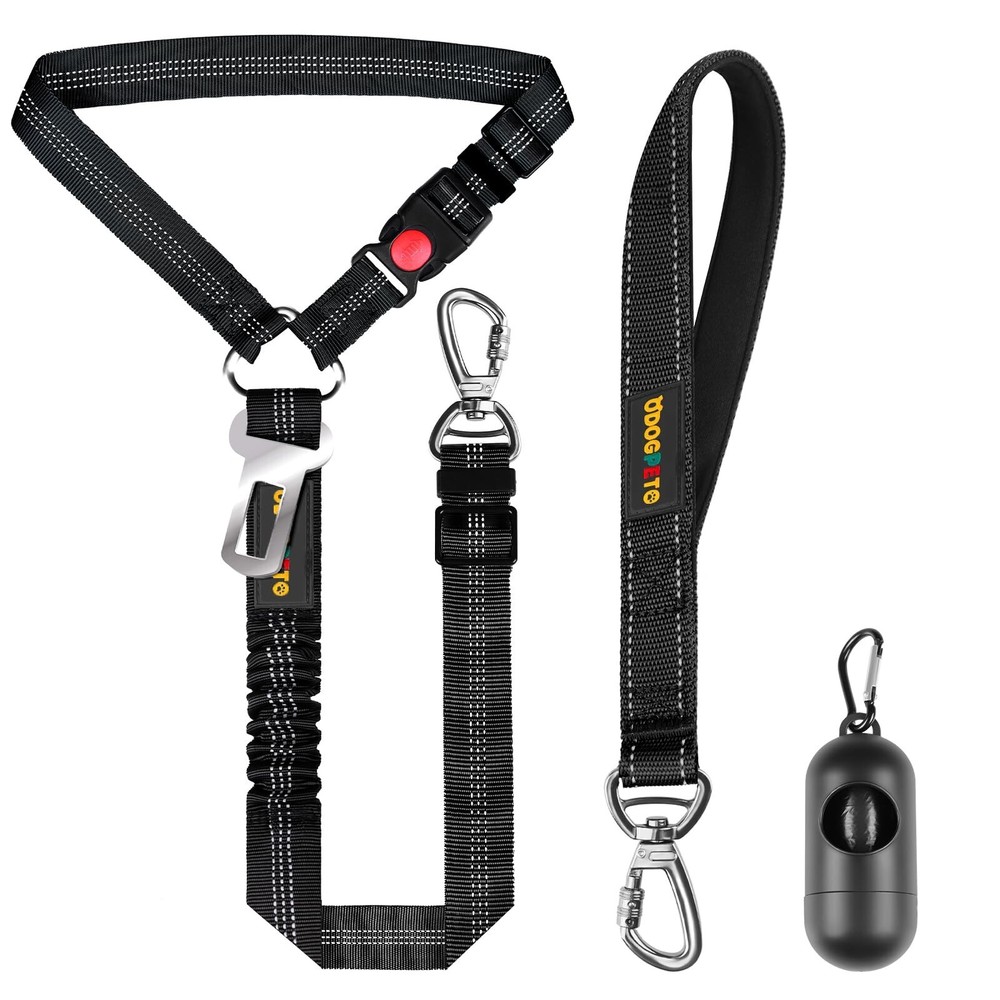 Dog Harness Seat Belt for Car, Dog Car Leash with Car Headrest & Buckle, Refl...