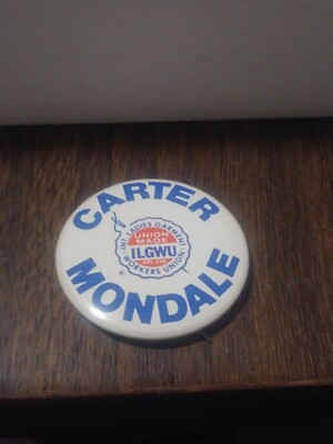 1976 CARTER MONDALE ILGWU Ladies Garment Workers Pinback Pin Politics Election 