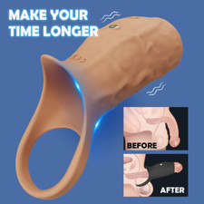 Vibrating Penis Sleeve Extender Cock Ring Vibrator Extension For Men Couple Toys