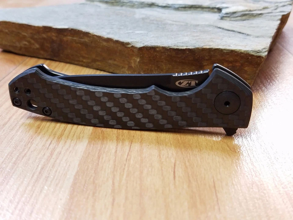 Cuchillo plegable de fibra de carbono Zero Tolerance Sinkevich KVT CPM S35VN A/O 0450cf Foto 4 de 4