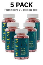 WEEM Hair Skin and Nails Gummies, Vegan biotin Vitamins, Healthy Hair 5 PACK