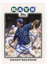 SIGNED BASEBALL CARD AUTO TOPPS 2008 GRANT BALFOUR TAMPA BAY RAYS #UH48