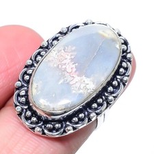 Ocean Sea Jasper Gemstone Handmade Ethnic 925 Sterling Silver Jewelry Ring 7" t1