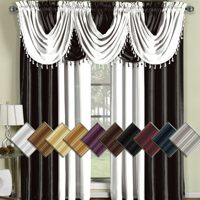 Soho Faux Silk Window Treatment 42x96'' Panel OR Waterfall Valaces 100% Polyester