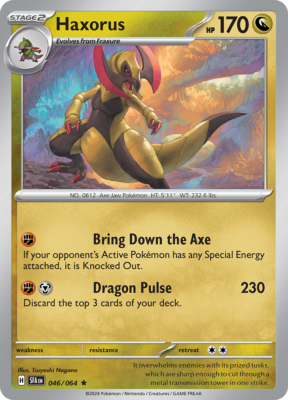 haxorus pokemon card value - Scarlet & Violet - Shrouded Fable - - 046/64 Metal Dragon Pulse (130) Discard the top 3 cards of your deck Haxorus 46 - SV Shrouded