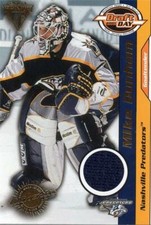 Mike Dunham relic jersey patch hockey card 2001 Pacific Titanium Draft Day #52