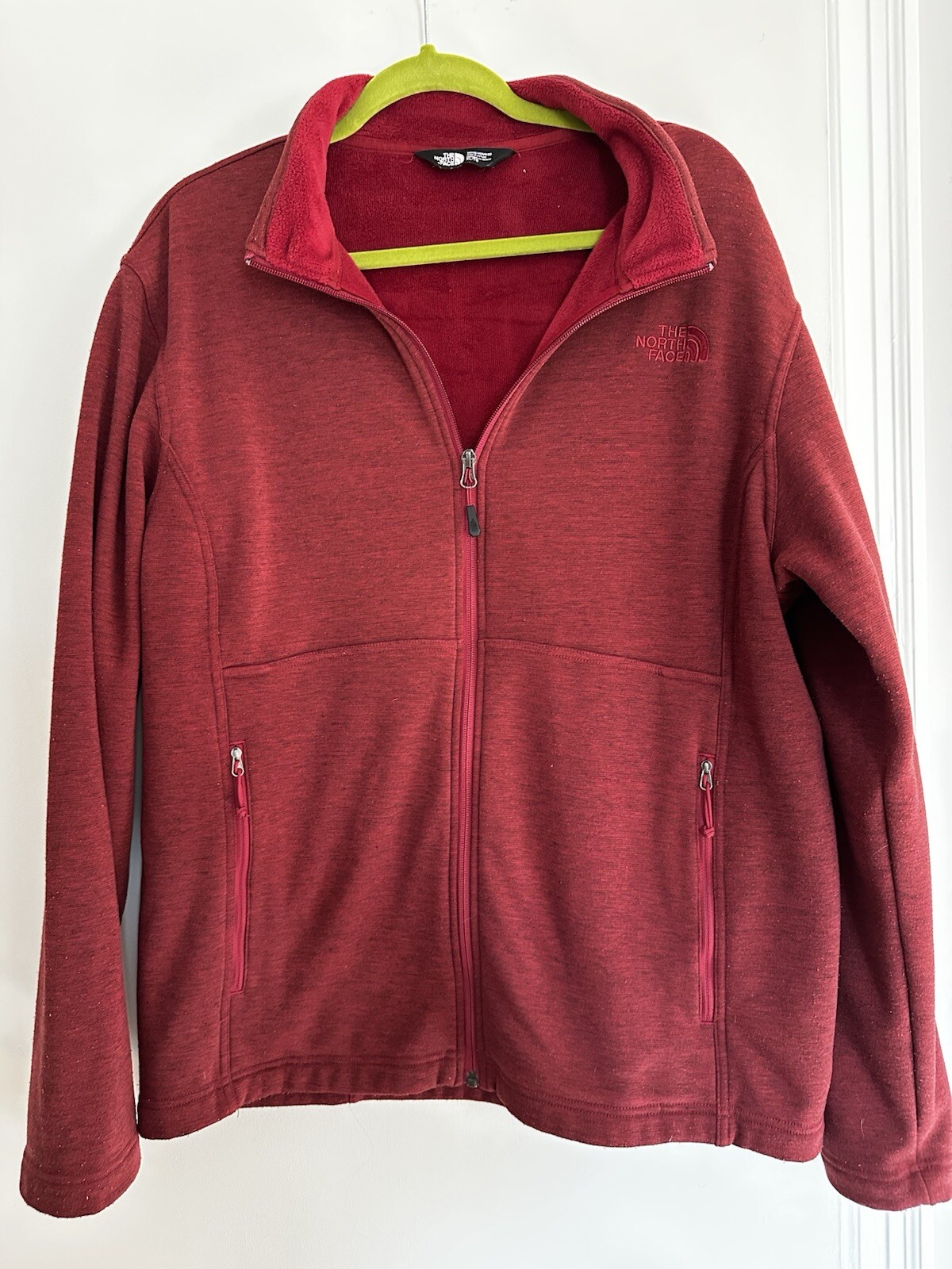 The North Face Men's Red Wine Full Zip Logo Fleece Jacket Size XL