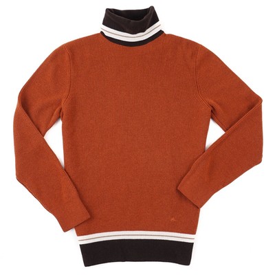 Isaia Napoli Slim-Fit Burnt Orange Knit Cashmere Turtleneck Sweater M NWT