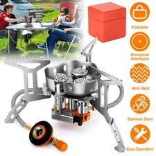 4000W Camping Stove Gas Stove Backpacking Burner Portable Outdoor Stove W/ Case