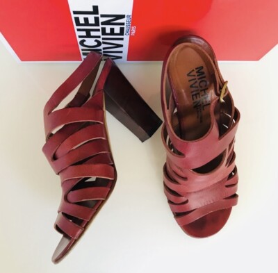 Michel Vivien Leather Open Toe Slingback Sandal 6
