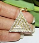 2 Ct Round Real Moissanite Men's Triangle Pendant 14k Yellow Gold Plated Silver — photo 1