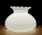 Vintage Hobnail, Ruffle Milk Glass Student Shade 7" Fitter 5 3/4" Tall EUC