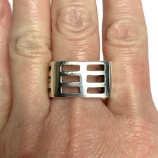 Sterling Silver 925 Square Chunky Geometric Cutout Unisex Band Ring Size 11.5