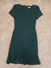Calvin Klein Women's Green Ruffle Tie Waist Sheath Dress Sz 8 (No Belt)