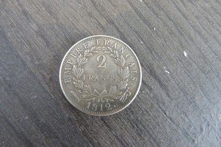 PIECE DE MONNAIE 2 FRANCS 1812 NAPOLEON EMPEREUR SIGNEE TOLUN