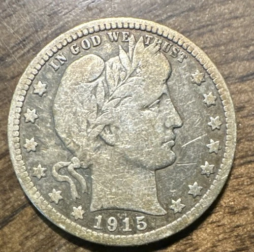 1915 BARBER QUARTER IN VG to FINE CONDITION