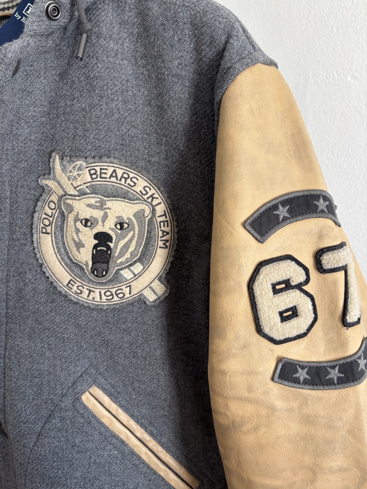 Polo Ralph Lauren Bear 1967 Ski Team Cross Country Letterman Varsity Jacket S image 3