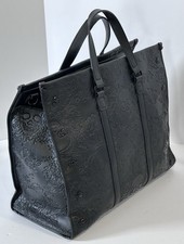 Betsey Johnson XOMATTIE Black Embossed Floral Skull Tote Bag Handbag