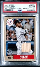 PSA 10 - DEREK JETER - 2022 Topps #87RDJ (1987 Baseball Relic Bat) MLB Card - GM