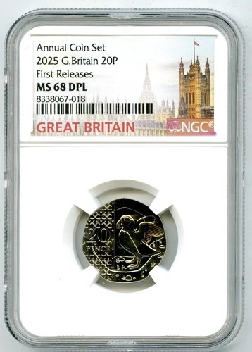 2025 GREAT BRITAIN 20P UNC NGC MS68 DPL PUFFIN 20 PENCE FIRST RELEASES