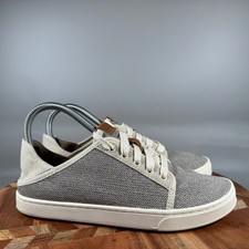 OluKai Pehuea Li Sneakers Womens 7.5 Gray Knit Lace Up Drop-In Heel Shoes 20379