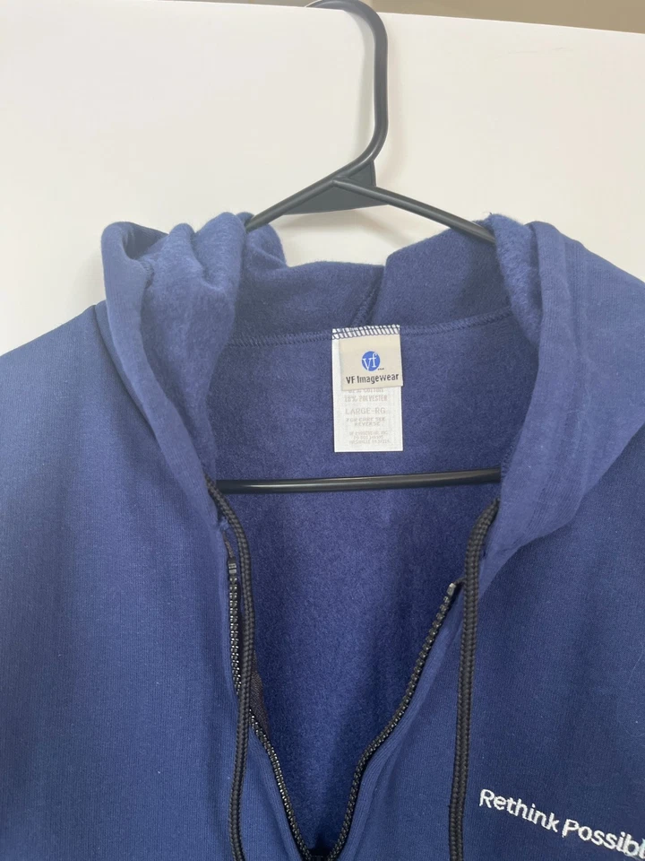 Blue AT&T Employee Full Zip Hoodie Mens Size Large Long Sleeve Embroidered Logo - Image 3 of 4