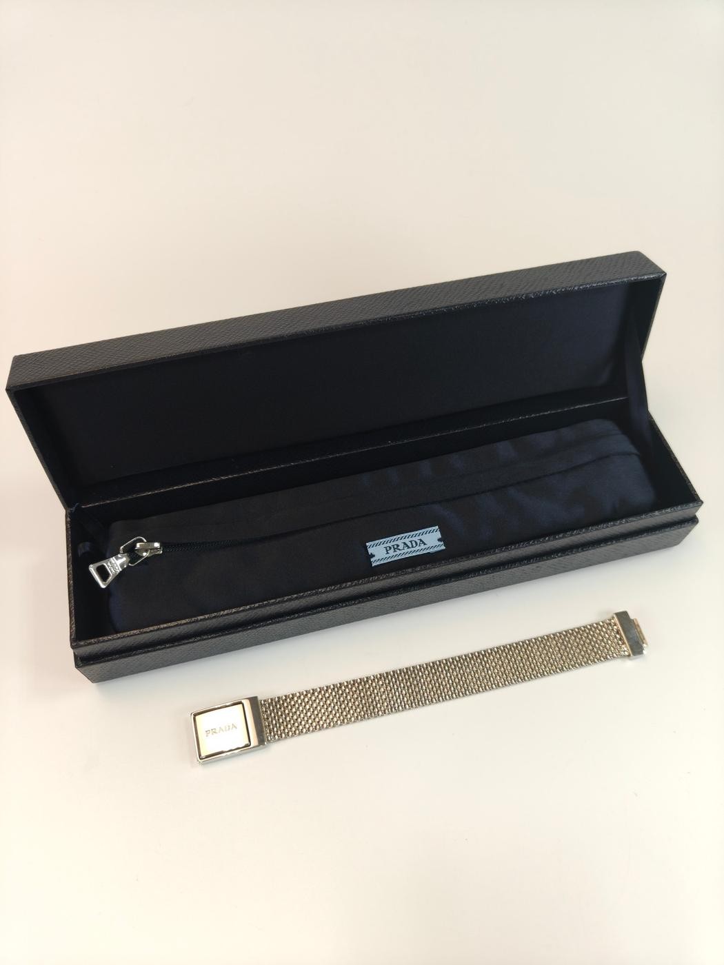 PRADA Mesh Chain Bracelet Silver Tone 10347 thumbnail 3