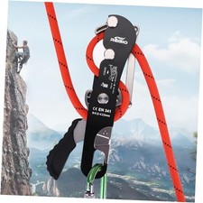 Descensor de parada de escalada para 10,5-11 mm, autofrenado autobloqueante aseguramiento negro