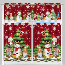 Kitchen Curtains Tree Curtains Tiers and 54"W x 36"L Pack of 3 Christmas