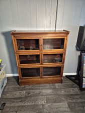 Antique Oak “Oxford” Sectional Bookcase W.M Baker & Co Glass Cabinet Vintage
