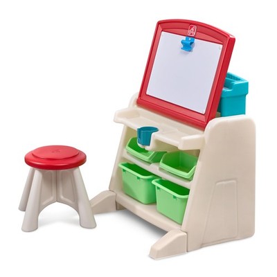 Step2 Flip  Doodle Easel Desk With Stool, Kids 2 in 1 Activity Table, Art