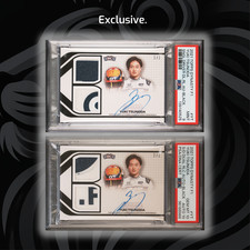 1 /2 & 2/2 Yuki Tsunoda #YT Black Dual Relic Auto 2021 Topps Dynasty F1 Rookie