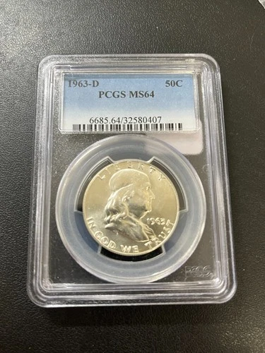 1963 D FRANKLIN HALF DOLLAR PCGS MS-64 - UNCIRCULATED - LUSTER - CERTIFIED - 50C