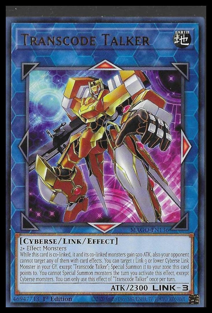 Yugioh! #MAGO-EN136 Transcode Talker 1st Edition tcg Maximum Gold